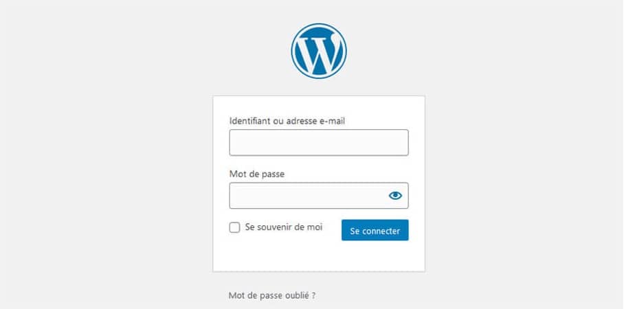 Interface d'administration WordPress